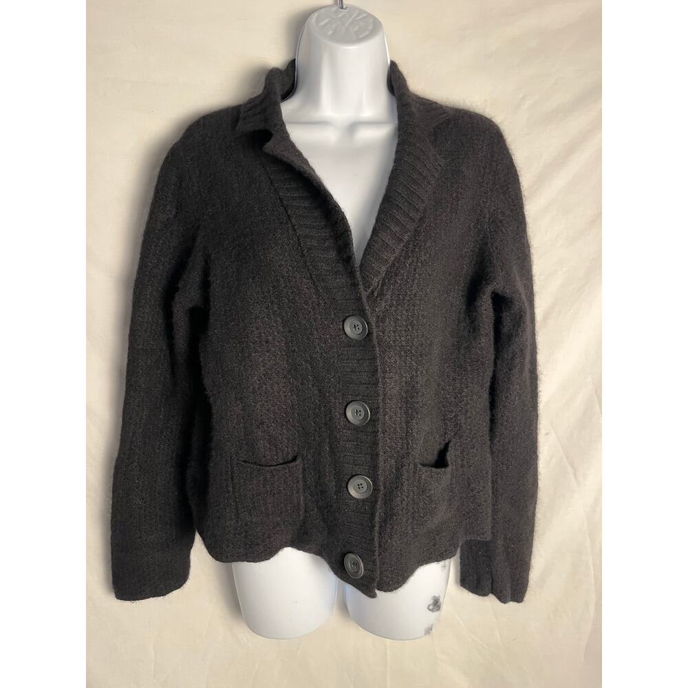 Lord & Taylor 100% Two-Ply Cashmere Cardigan Sweater Black XL Soft